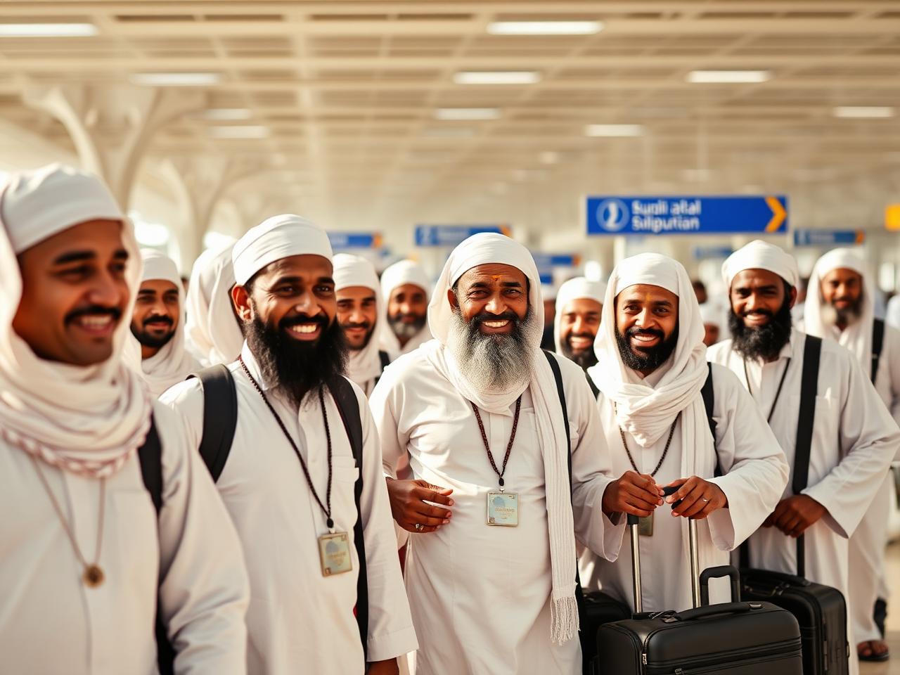 Pilgrims travelling with Al Fathah Haj Services at the airport