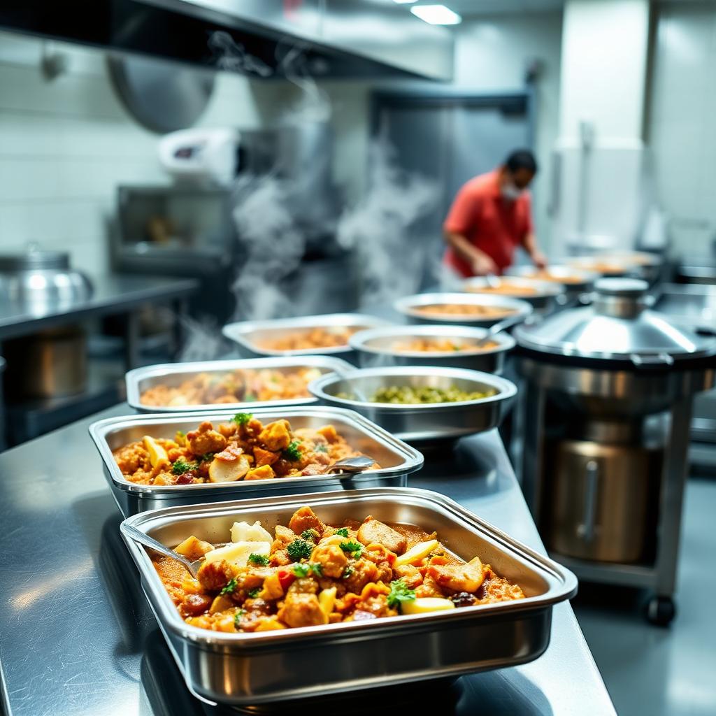 Freshly cooked Tamil Nadu meals prepared for pilgrims
