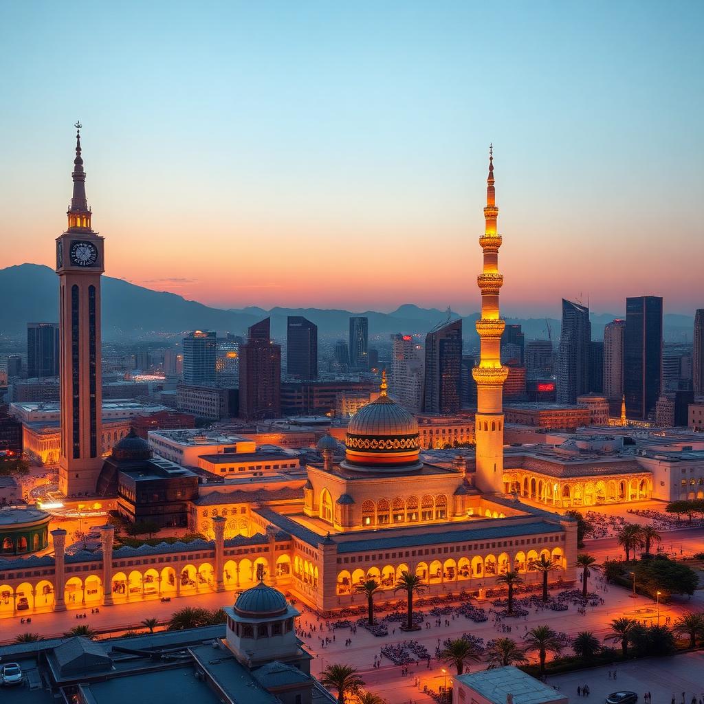 Makkah skyline at dusk